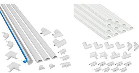 D-Line 3015KIT001 Mini, Selbstklebender, Runder Weißer Kabelkanal, 30x15 mm, 4 x 1 m Länge - 4 Meter Multipack & Mini Kabelkanal zur Kabelführung - 30x15mm - 10 x 40cm Länge (4 Meter) - Weiß