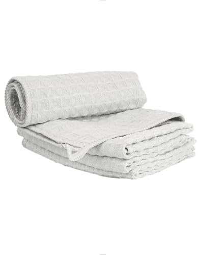 watchget Barista Micro Cloth 4 Pack Microfiber Barista Cleaning Towels Coffee Cleaning Accessories for Espresso Machine, Steam Wand, Countertop, Kitchen Dish Rag Waffle Weave Light Grey(12x12)