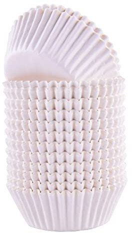 Pirottino in carta forno colore BIANCO - Confezione da 300 pirottini in carta alimentare per Cupcake, muffin, DOLCI - ideale per feste di compleanno, party ecc.