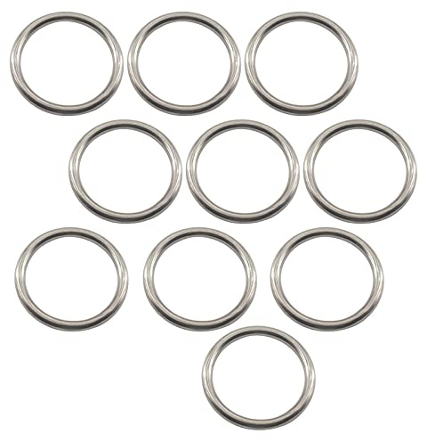 10 piezas M5x25mm sólido sin costuras anillo O 304 anillo redondo de acero inoxidable suavizado anillo soldado para anillo de mano, cuerda de perro, cadena de mascotas, bolsa de equipaje Hardware