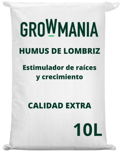 GROWMANIA Humus de Lombriz 10L para Plantas | Fertilizante Orgánico | Sustrato Universal Rico en Bionutrientes | Abono para Cultivos
