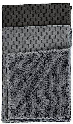 WENKO Mikrof. Geschirrtücher Mod. Miko fusselfrei saugstark strapazierfähig hochflorige Karierte Seiten perfekte Reinigung 2er Set Schwarz Maße 40 x 60 cm
