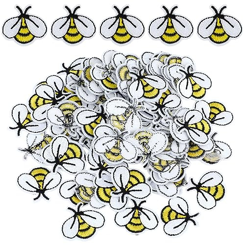 Bremorou Bienen Deko, 60 Stück Aufnäher Zum Aufbügeln, Bestickte Süße Applikationen, Dekoration Mit Bienen Für Hosen, Jeans, Hemden, Kleidung, Handarbeiten DIY