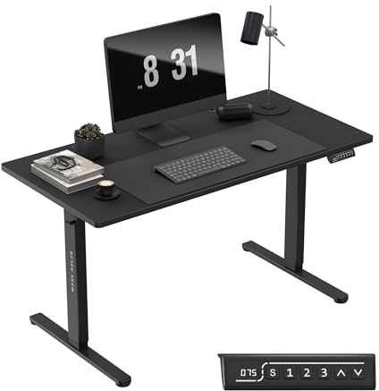 MARK ADLER Leader 7.4 Black | Höhenverstellbarer Schreibtisch Stehpult Stehschreibtisch | 140x70cm | 3 Memory-Steuerung | Touchscreen | Kabeldurchführung | Kopfhörerhaken Getränkehalter | Schwarz