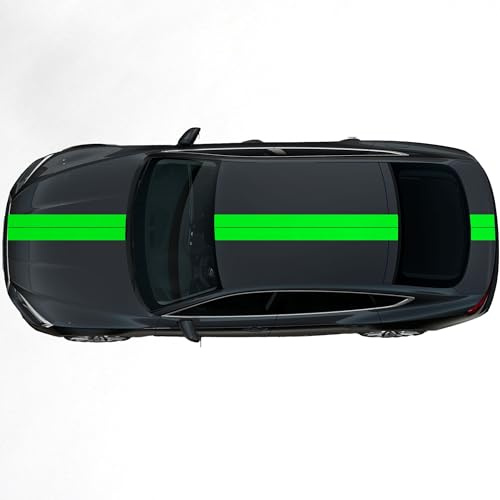Kiwistar - Autoaufkleber Rallye Streifen - 2 Sticker 10 x 400 cm - Neongrün glänzend - selbstklebend - Viperstreifen für Auto, Motorhaube, Karosserie - Tuning Aufkleber Racing Deko