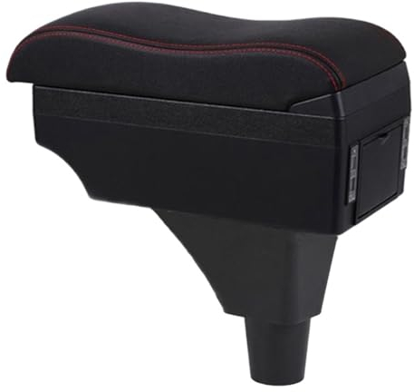 NANZU Ajuste for Seat Ibiza 6j Ibiza 6L Compartimento de reposabrazos for Coche Contenido de Tienda Central decoración de Estilo con portavasos Accesorios USB (Color : C2 Red Line)