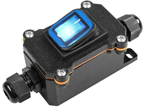 SIGANDG Wasserdichter Inline-Schalter Wippschalter Kabelschalter 12V DC 25A DPST 4-Pin 12V Schalter Schnurschalter Offen Doppelloch Wasserdichte Box Doppelseitiger Eingang IP68 (Blau)