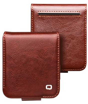 Étui en cuir véritable naturel pour Samsung Galaxy Z Flip 5 5G - Housse portefeuille en cuir de vachette de luxe avec boucle magnétique pour Samsung Z Flip 5 - (Marron)