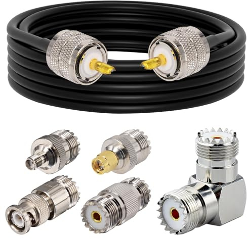 YILIANDUO CB Antenna Cable UHF PL259 Cable RG58 5M + 5PCS UHF Connector kit