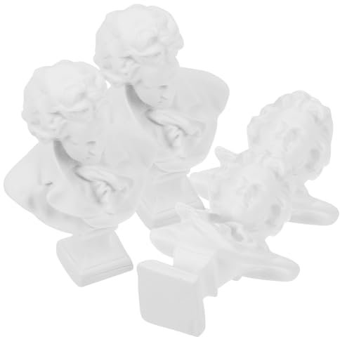 RORPOIR 4stücke Miniatur Harz Musiker Büste Figurine Schreibtisch Dekoration Musiker Figur Ornament Kopfbüsten Harz Statue Büsten-Statue