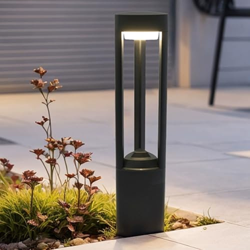 TRIVIDHA Outdoor Pathway Light Black Triangle Landscape Path Lighting Aluminum Waterproof Bollard Lights Modern LED Garden Path Light External Floor Lamp For Yard Driveway Garage