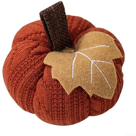 Hasaller Calabazas decorativas de tela de lana, decoraciones de otoño, calabazas artificiales grandes, calabazas de punto reutilizables, calabazas falsas de ganchillo, adornos de Halloween, decoración