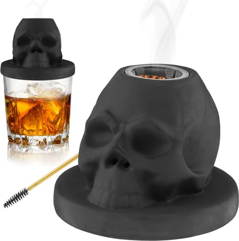 Kit de fumoir à cocktail en céramique en forme de crâne pour whisky, vin, boissons, bourbon, fumoir à l'ancienne, cadeaux uniques pour homme/père/mari/amis