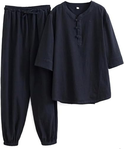 Trajes de Tai Chi Ropa de Tai Chi Uniforme de Kung Fu para mujer Conjunto de artes marciales de lino y algodón Pantalones de manga corta Uniforme de meditación zen, Traje Tang Ropa tradicional china