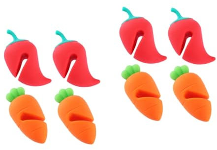 Cabilock 2 Set Di Sollevatori Per Coperchi in Silicone A Forma Di Carota E Peperoncino Presine Di Sicurezza Per Il Rilascio Del Vapore in Cucina Facili Da Usare E Da Pulire 4 Pezzi*2