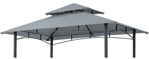 ABCCANOPY Ersatzabdeckung für Grillpavillon, 12,7 x 20,3 cm, doppelstöckig, Abdeckung für #L-GG001PST-F, Outdoor-Grillzelt-Dach (grau)