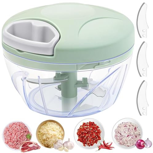 Hshenjhu Tritatutto Manuale, 500 ml Trita Verdure Manuale con Tirante A Corda, Multifunzionale Trita Cipolla Frullatore, Tritaverdure Manuale Cucina per Ketchup, Cipolla, Aglio, Carne