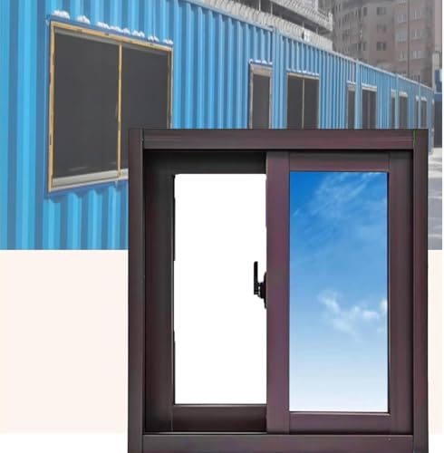 Kleines Schiebefenster aus Aluminium mit Verriegelung, horizontales Schiebe-Design, robuster Aluminiumrahmen, ideal für den Innen- und Außenbereich, 50 x 30 cm, Dunkelgrau
