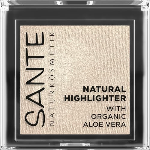 SANTE Naturkosmetik Natural Highlighter 01 Champagne, seidig-weicher Puder-Highlighter mit Bio-Aloe Vera für strahlende Akzente & natürlichen Glow, NaTrue-zertifiziert, 7g