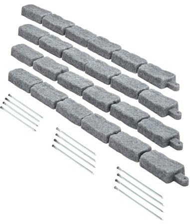 VEVOR Bordatura per Prato in Finta Pietra 1180 x 57 mm Bordatura per Cortile Resistente allo Sbiadimento, Dimensioni di Mattone con Punte di Ancoraggio, per Vialetti, Passerelle, Grigio, 4 Pezzi