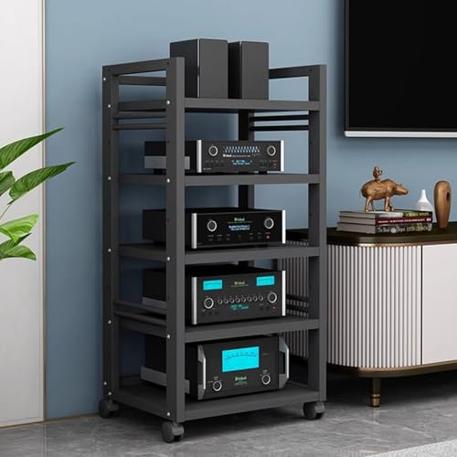mobile stereo hi fi rack hifi Ripiani portaoggetti mobili a 5 livelli, rack portaoggetti audio video multistrato robusto e aperto, mobile angolare for registratori AV e amplificatori for sala di regis