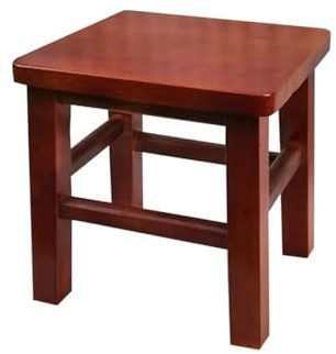 Multifunctional Wooden Footstool & Step Ladder - Small Red Brown Shoe Changing Stool for Bedroom & Entrance Ideal for Creative Storage & Easy Access