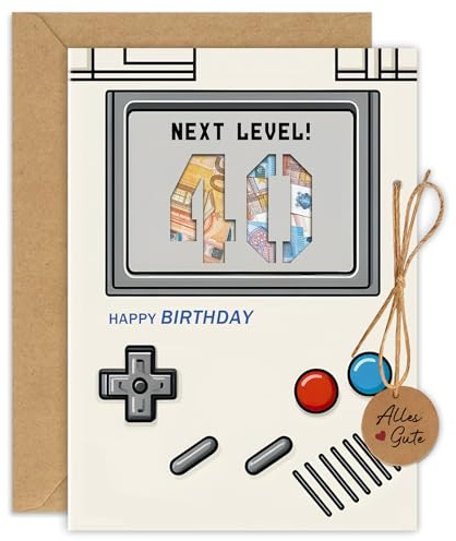 Geburtstagskarte 40 Mann Frauen, Retro Geldgeschenke Karte 40. Geburtstag mit Umschlag, Geschenke zum 40 Jahre Geburtstag Frau Mann - Next Level ! 40