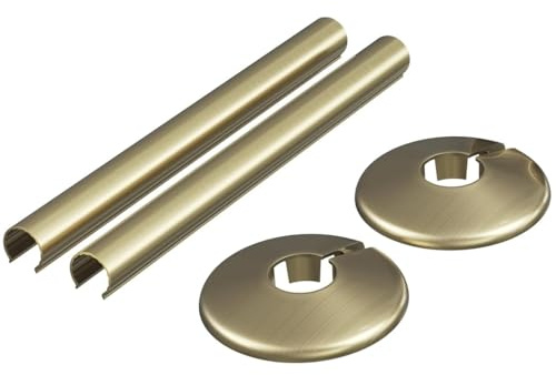 Corso Bathrooms Lot de 2 cache-tuyaux et colliers en laiton brossé pour radiateur 15 mm x 200 mm