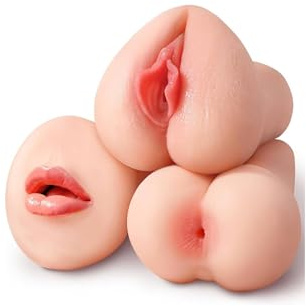 Kismloit Realistic Male Masturbator Men Sex Toys – 3 Sleeves Pocket Pussy Set, 5D Deep Textured Tunnel Tight Wrap Stimulation, Extended 19 cm Soft Silicone Masterubaters, Adult Fleshliglt Male Sex Toy