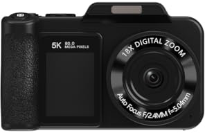 Fegtrtyoa Fotocamera Digitale Mirrorless retrò 5K HD con Zoom Digitale 18X, Autofocus e Schermo da 3,5 per La Fotografia di Viaggio
