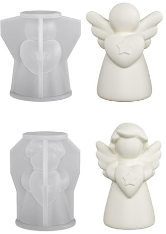 Zweiteiliges Set Engel Silikonform Engel,Weihnachtsengel Gibs Formen Silikon,3d GießForm Engel,Silikonformen GießFormen Engel,Stern Aus Gips Silikonformen Zum GießEn,Geeignet FüR Bastelarbeiten Unddiy