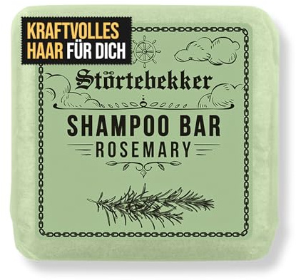 NYHET: Störtebekker Premium Shampoo Bar rosmarin – fast schampo män och kvinnor – 3-i-1 duschtvål män för hår, hårbotten och skägg – fuktschampo – veganskt (1 x 100 g)
