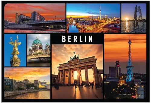 Kühlschrank-Magnet Berlin | Brandenburger Tor bei Nacht | Starker Halt | Foto-Magnet 8 x 5,5 cm | typisches Souvenir