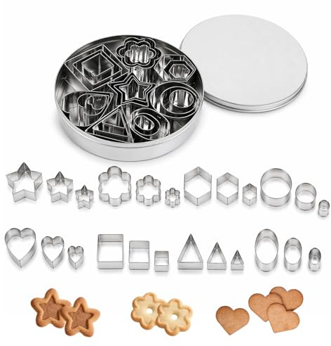 24 Stück Mini Ausstechformen, Geometrische Edelstahl-Förmchen Für Kekse