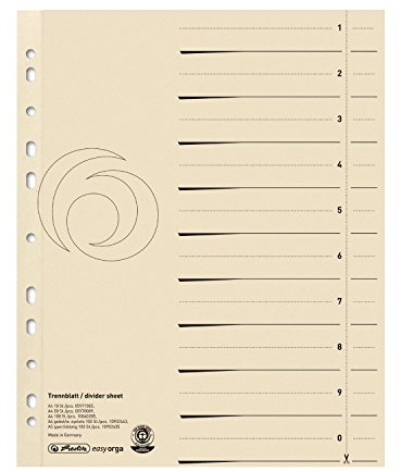 Herlitz 10840205 Trennblatt A4, Manilakarton, 180 g/qm, chamois (15x 100)