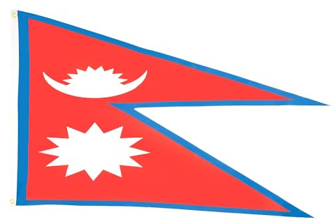 AZ FLAG - Bandera Nepal - 150x90 cm - Bandera Nepalí 100% Poliéster ligero Con Ojales de Metal integrados - 80g