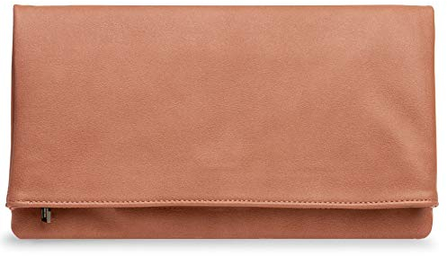 Caspar TA392 elegante Damen Briefumschlag Clutch Tasche Abendtasche, Farbe:altrosa, Accessoires:One Size
