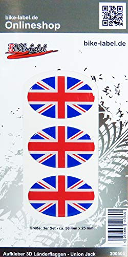 BIKE-label Auto Aufkleber 3D Länder-Flaggen Union Jack England 50 x 25mm 300506N