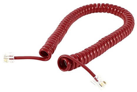 N/A RJ9 4P4C Fiche Téléphone Combiné Bobiné Câble Ligne, 2.5M pour Téléphone Fixe, Rouge