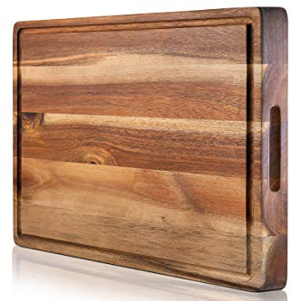 PREMIUM ACACIA Cutting Board & Professional Heavy Duty Butcher Block w/Juice Groove - Extra Large (17x13x1.4) Organic, End Grain Chopping Block. Ideal Serving Tray for Meat & Cheese