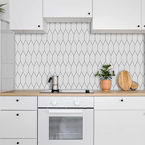 mattonelle adesive,10 pezzi di adesivi per piastrelle bianche impermeabili e resistenti all'usura per cucina e bagno, adesivi per piastrelle autoadesivi per ristrutturazione fai-da-te fai-da-te -20 cm