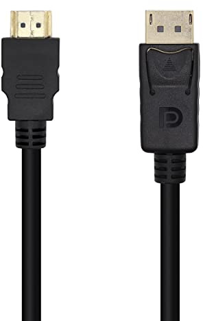 AISENS A125-0460 Cable conversor DISPLAYPORT a HDMI, DP/M-HDMI/M, negro, 3.0m
