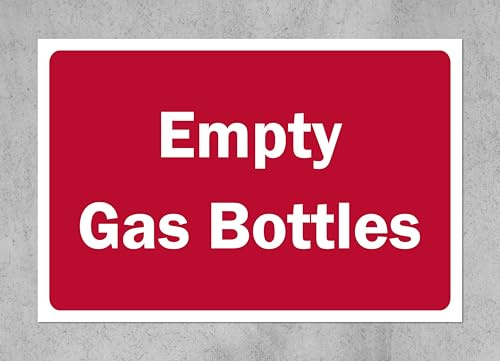 Empty gas bottles safety sign - 1mm Plastic sign (300mm x 200mm)