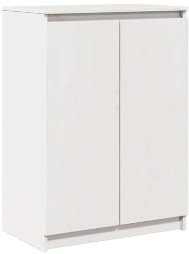 vidaXL Massivholz Kiefer Sideboard mit 3 Fächern Kommode Anrichte Schrank Beistellschrank Mehrzweckschrank Standschrank Weiß 60x36x84cm