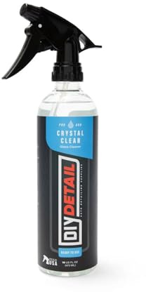 diy detail Crystal Clear Car Glass Cleaner – Streak-Free, Easy Wipe Formula for Interior & Exterior Auto Windows – Professional Grade for Spotless Windshields & Glass Surfaces – 16oz