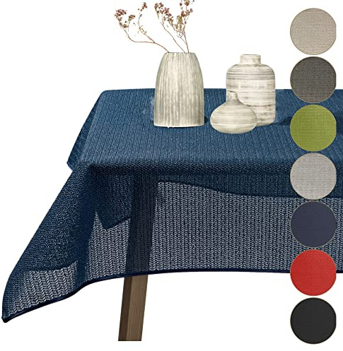 Cleanlevel EST 2016 Tischdecke Outdoor Wetterfest Abwischbar - Gartentischdecke rutschfest aus PVC Weichschaum, Tischschutz für Garten Balkon Terrasse (Navyblau, 130x160cm (BxL))