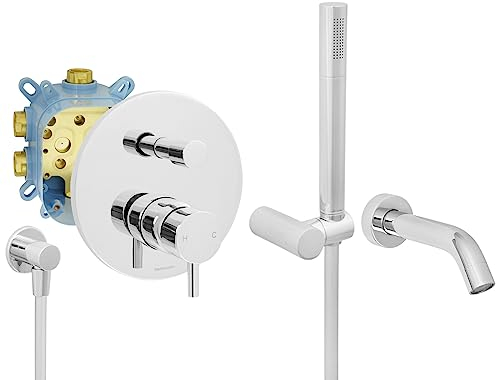 Welfenstein Unterputz Set EB2-R25W Montagebox rund Badewanne Wanneneinlauf