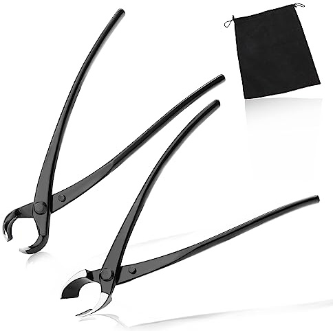 LEONTOOL Ensemble d'outils pour bonsaï – Coupe-bonsaï concave de 20,3 cm et coupe-bouton sphérique de 20,3 cm en acier au carbone Kit d'élagage et d'entretien avec sac de rangement pour bonsaï robuste