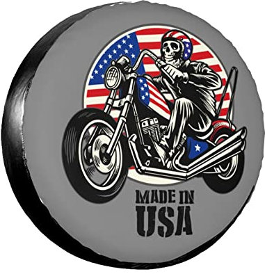 550 Reifensack Schädel-Motorrad-Amerikanische Flagge Autorädertaschen Waschbar Reifentasche Universal Reifentüten Für SUV Caravan Fahrzeuge