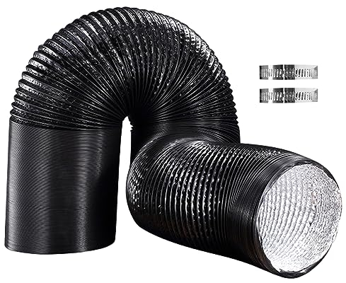 PVC Alu Flexrohr Ø100mm Länge 4m Abluftschlauch Flexibel Luftleitungen Rohr Flexschlauch für Badezimmer Küche Hydroponik HVAC Lüftung 2 Stück Schlauchschelle (110mm*3m)